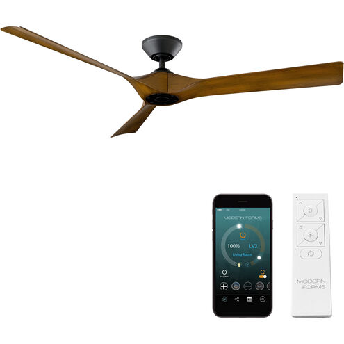 Torque 58 inch Matte Black Distressed Koa Ceiling Fan