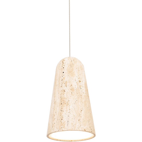Pompeii LED 6 inch Beige Travertine and Aged Brass Indoor Hanging Lighting Ceiling Light in 2700K