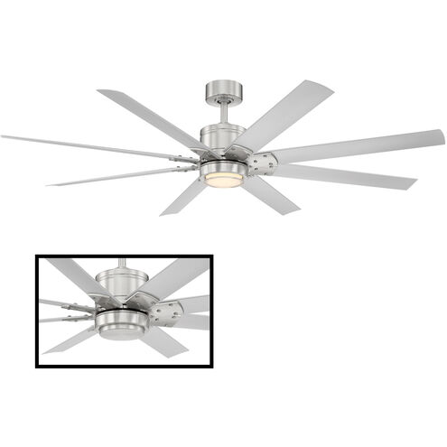 Renegade 66 inch Brushed Nickel Titanium with Titanium Blades Downrod Ceiling Fan in 2700K