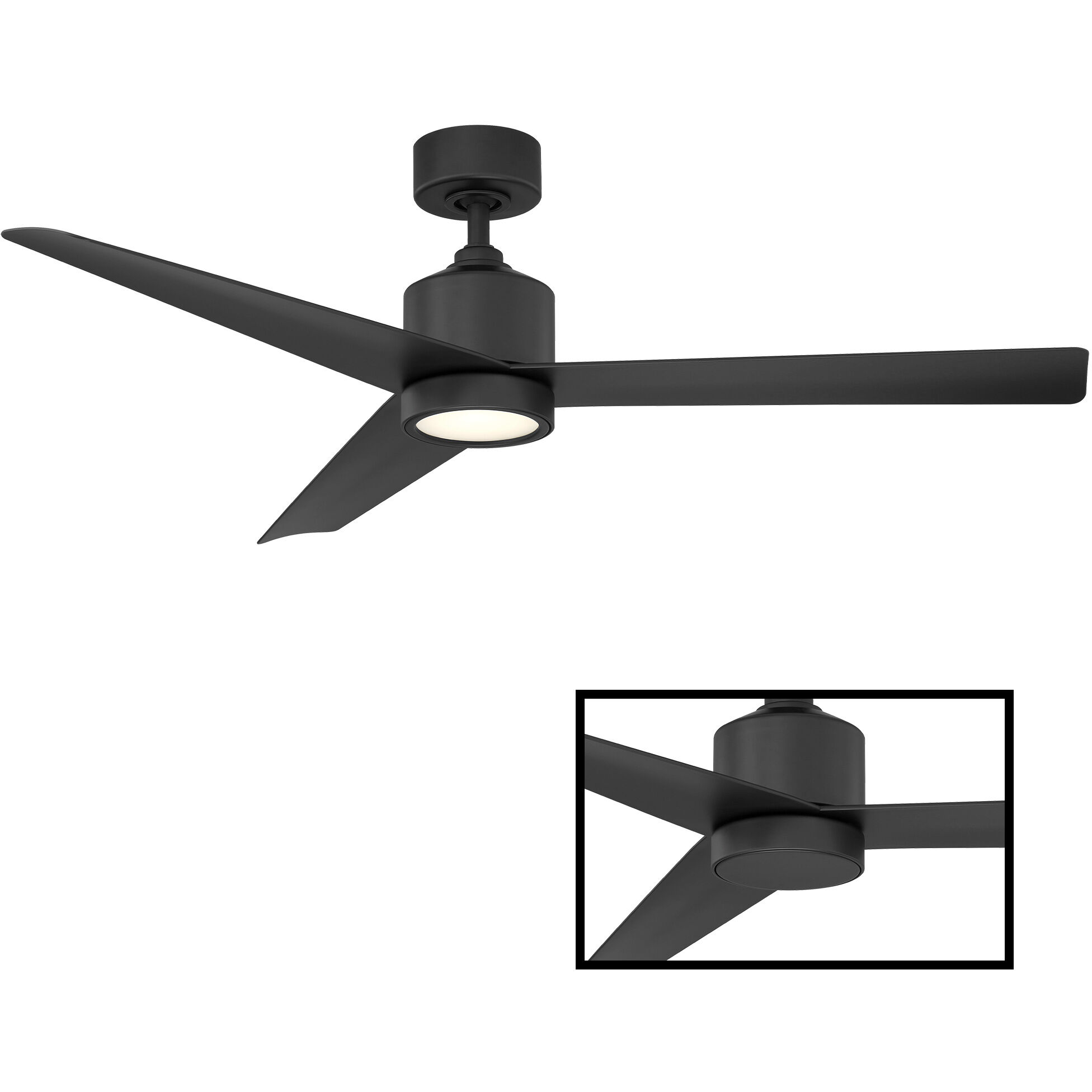 Lotus 54 inch Matte Black Downrod Ceiling Fan in 3000K