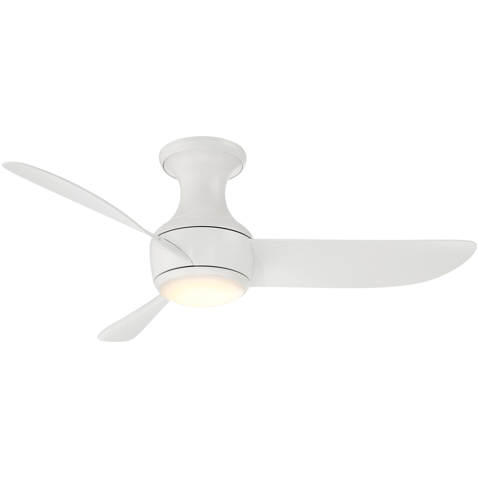 Corona 44 inch Matte White Flush Mount Ceiling Fan in 3500K