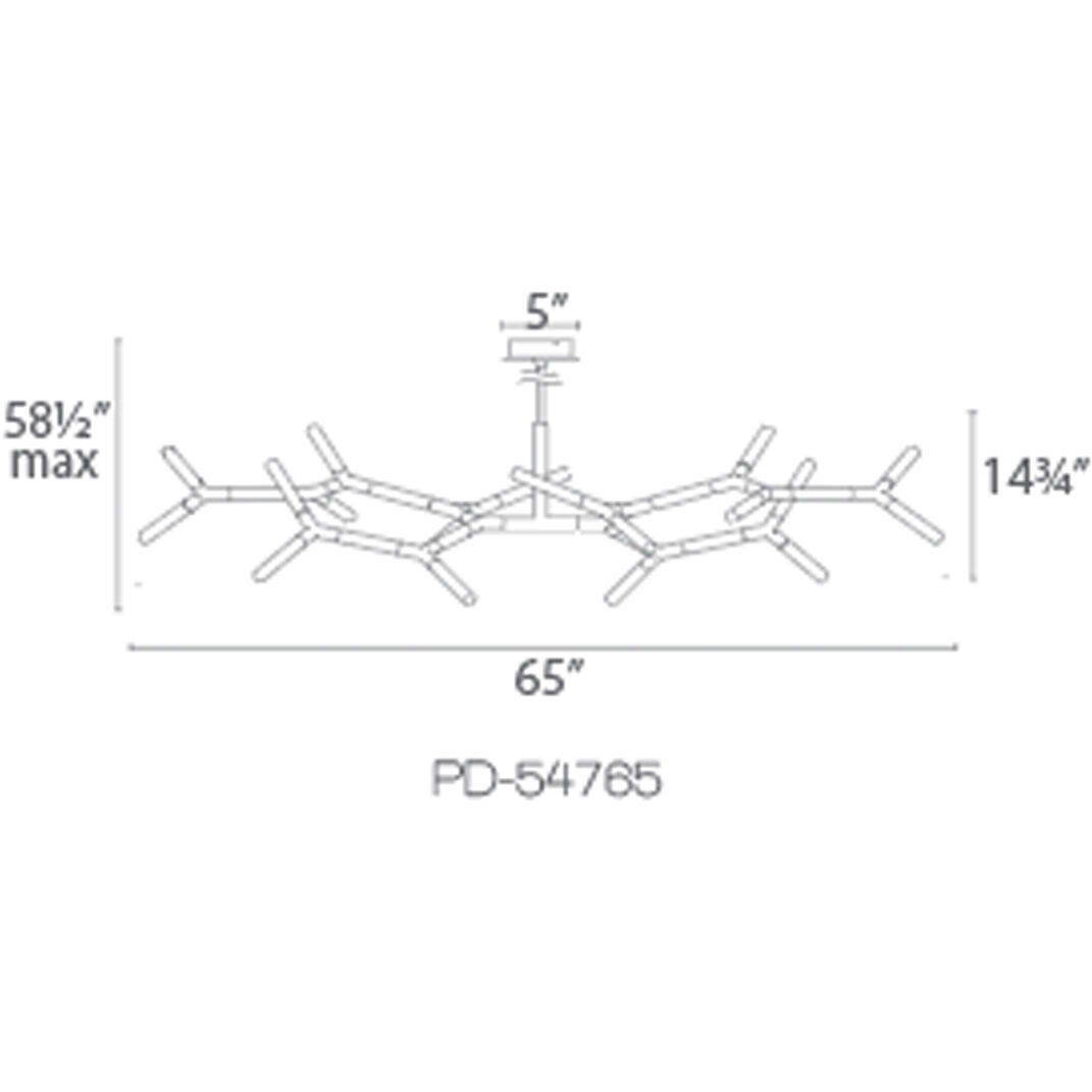 Kryptonite LED 55 inch Polished Nickel Chandelier Ceiling Light in 65in.