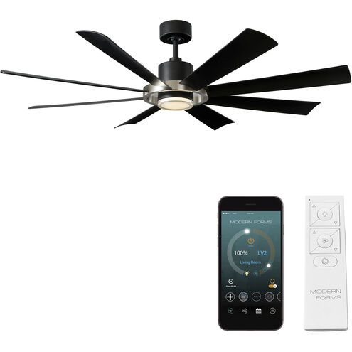 Aura 60 inch Brushed Nickel and Matte Black with Matte Black Blades Downrod Ceiling Fan in Brushed Nickel Matte Black