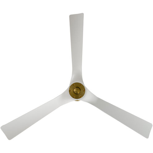 Torque 58 inch Soft Brass Matte White with Matte White Blades Downrod Ceiling Fan in Soft Brass and Matte White