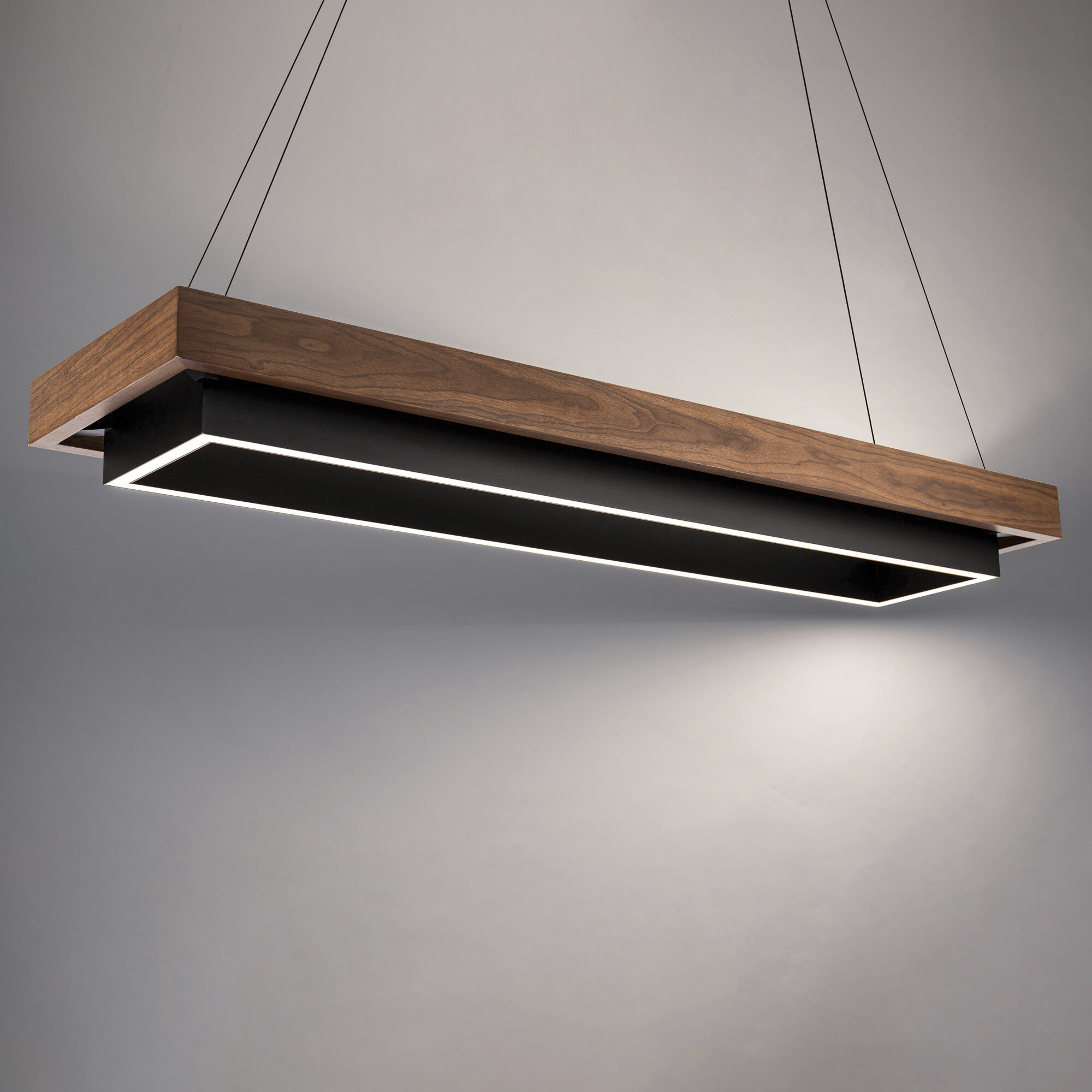 Hustler 1 Light 54 inch Black Dark Walnut Linear Chandelier