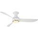 Corona 52 inch Soft Brass and Matte White with Matte White Blades Flush Mount Ceiling Fan in 3500K, Soft Brass Matte White