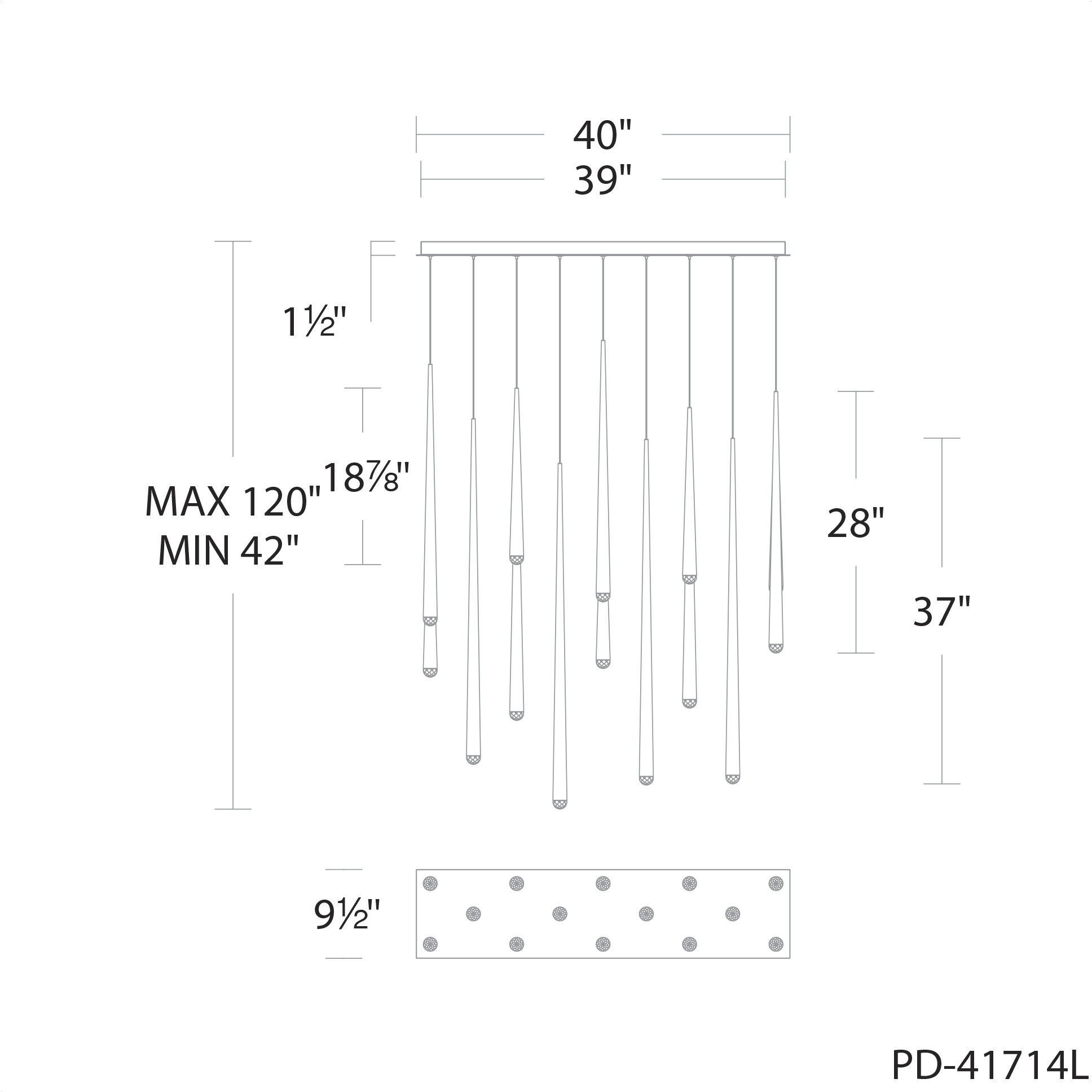 Cascade 14 Light 10 inch Polished Nickel Multi-Light Pendant Ceiling Light