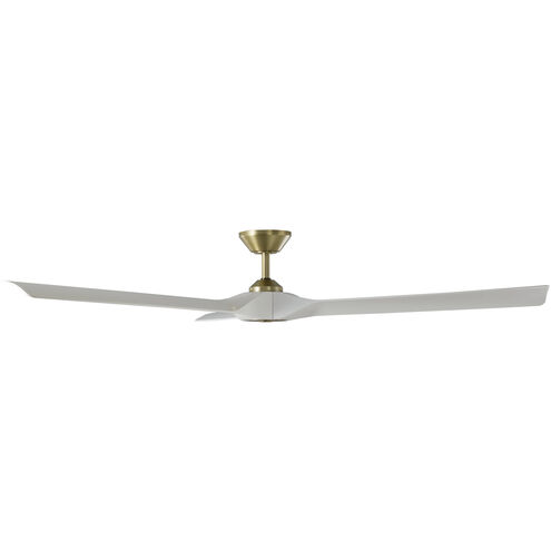 Torque 70 inch Soft Brass Matte White with Matte White Blades Downrod Ceiling Fan in Soft Brass and Matte White