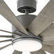 Windflower 80 inch Graphite Weathered Gray with Weathered Gray Blades Downrod Ceiling Fan in 3000K, Smart Ceiling Fan