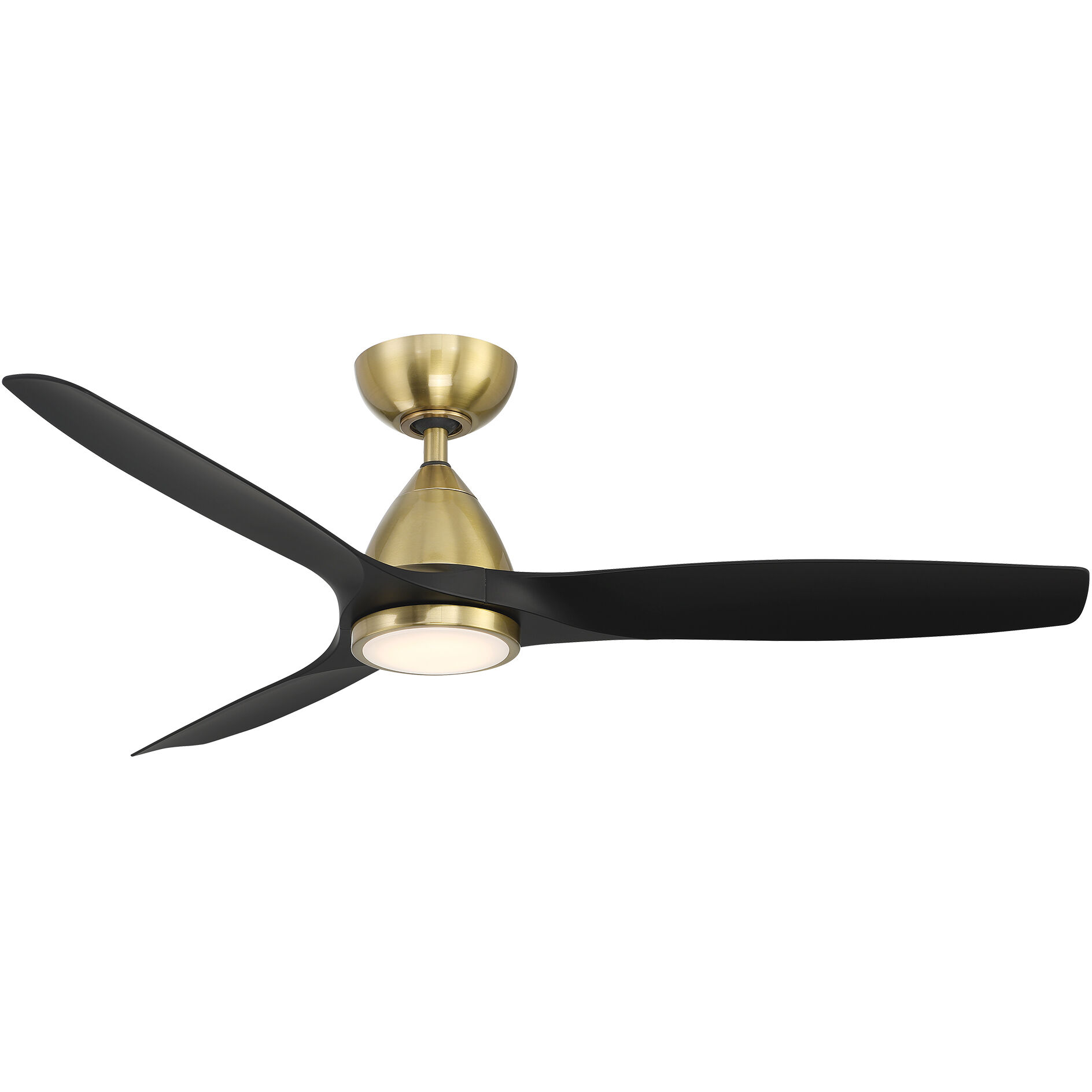 Skylark 54 inch Soft Brass and Matte Black with Matte Black Blades Downrod Ceiling Fan in Soft Brass Matte Black