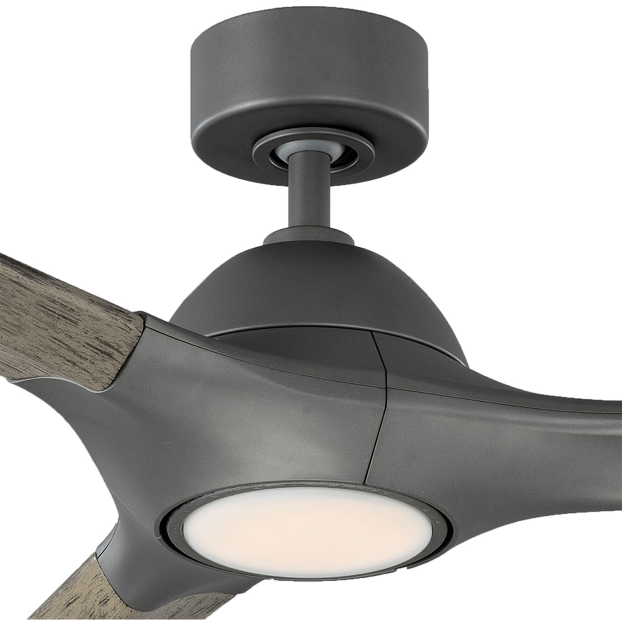 Woody 60 inch Graphite and Weathered Gray with Weathered Gray Blades Downrod Ceiling Fan in 3000K, Graphite Weathered Gray, Smart Ceiling Fan