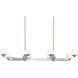 Double Bubble Linear Chandelier Ceiling Light in Satin Nickel
