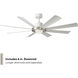 Aura 60 inch Brushed Nickel and Matte White with Matte White Blades Downrod Ceiling Fan in Brushed Nickel Matte White
