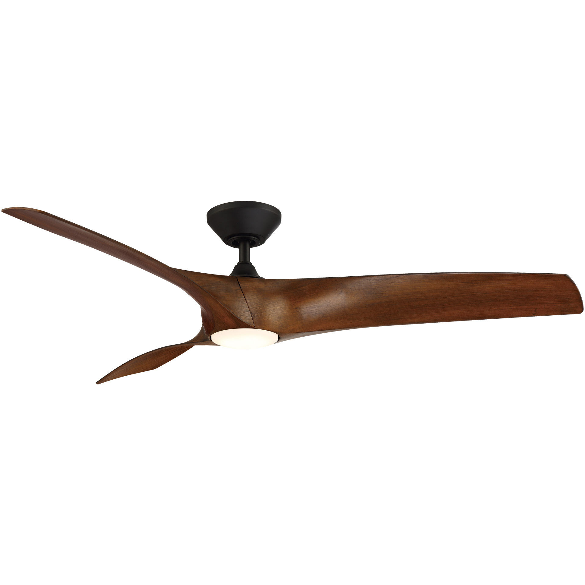 Zephyr 62 inch Matte Black and Distressed Koa with Distressed Koa Blades Downrod Ceiling Fan in Matte Black Distressed Koa, Smart Ceiling Fan