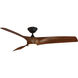 Zephyr 62 inch Matte Black and Distressed Koa with Distressed Koa Blades Downrod Ceiling Fan in Matte Black Distressed Koa, Smart Ceiling Fan
