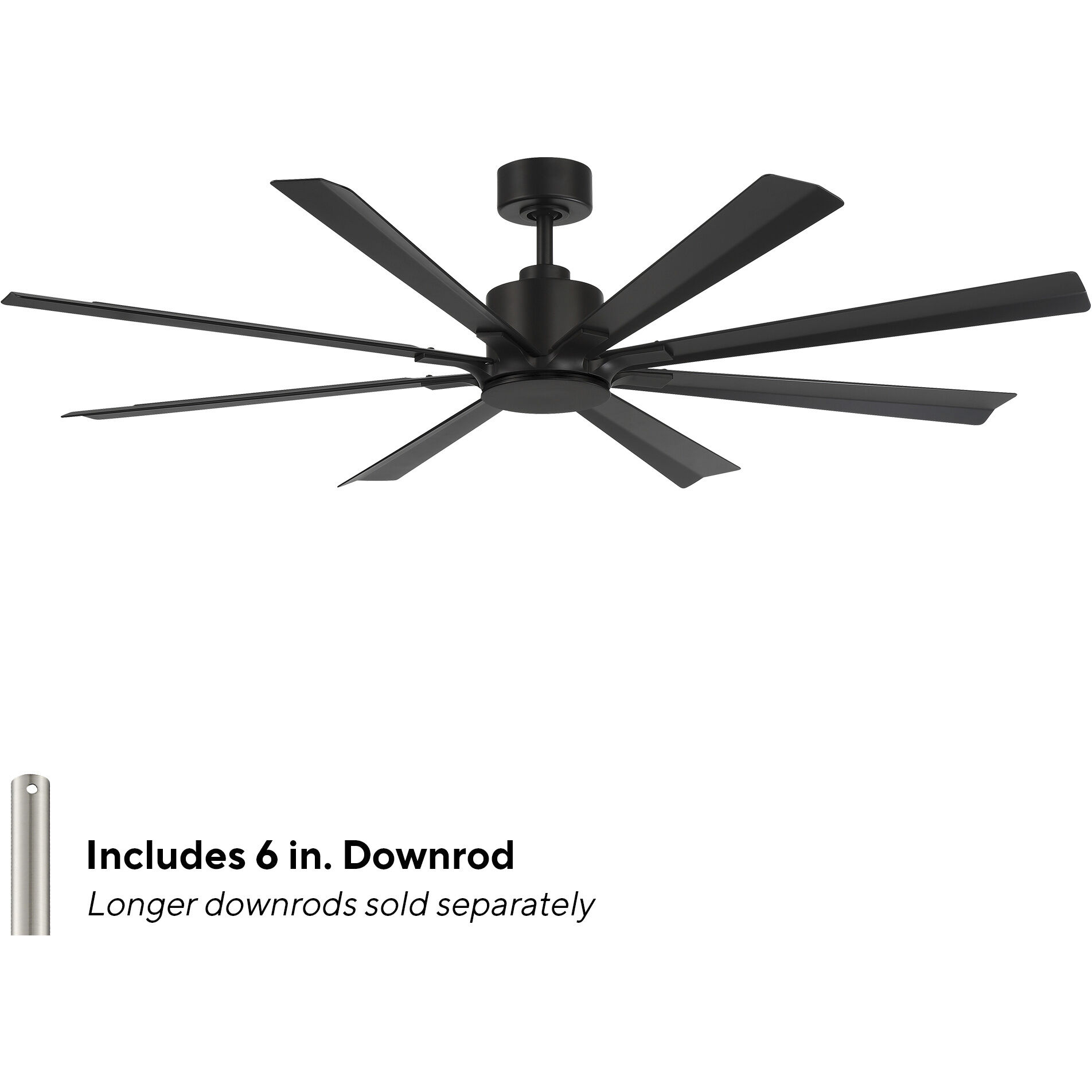 Size Matters 65 inch Matte Black Downrod Ceiling Fan