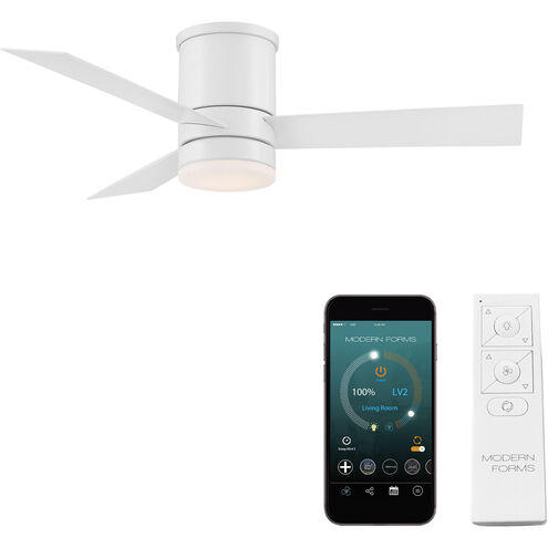 Axis 44 inch Matte White Flush Mount Ceiling Fan in 3000K