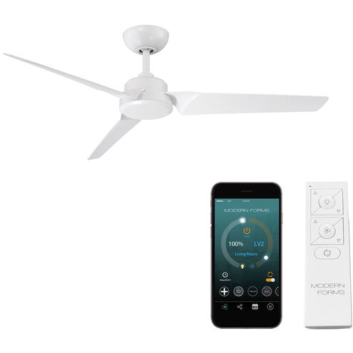 Roboto 52 inch Matte White Downrod Ceiling Fan, Smart Ceiling Fan