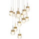 Double Bubble 15 Light 23 inch Aged Brass Multi-Light Pendant Ceiling Light