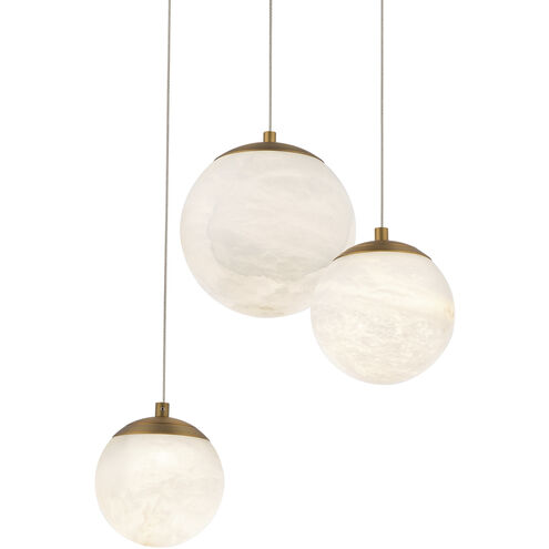 Pisces 3 Light 12 inch Aged Brass Pendant Ceiling Light