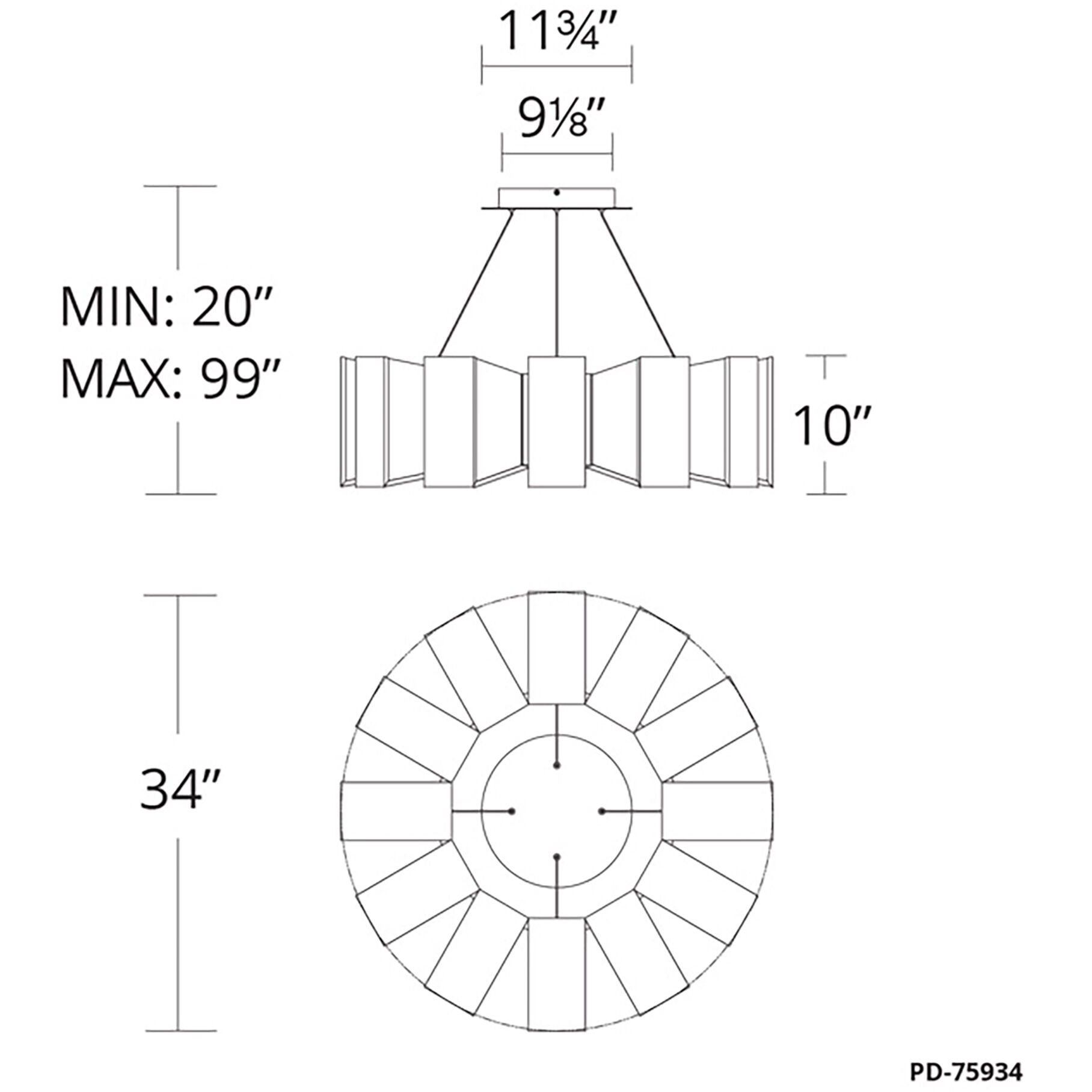 Chronos LED 34 inch Aged Brass Chandelier Ceiling Light in 34in.