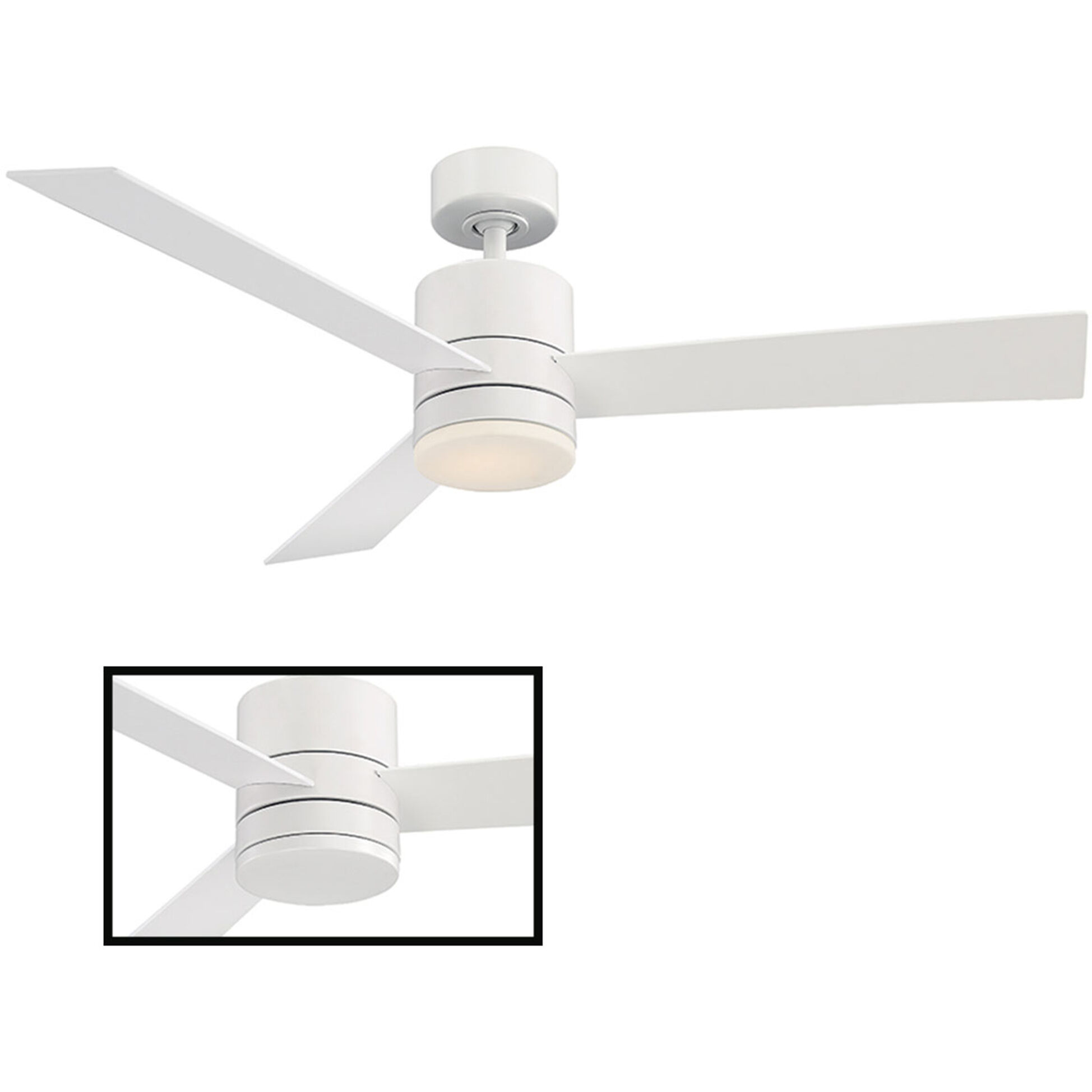 Axis 52 inch Matte White Downrod Ceiling Fan in 3500K