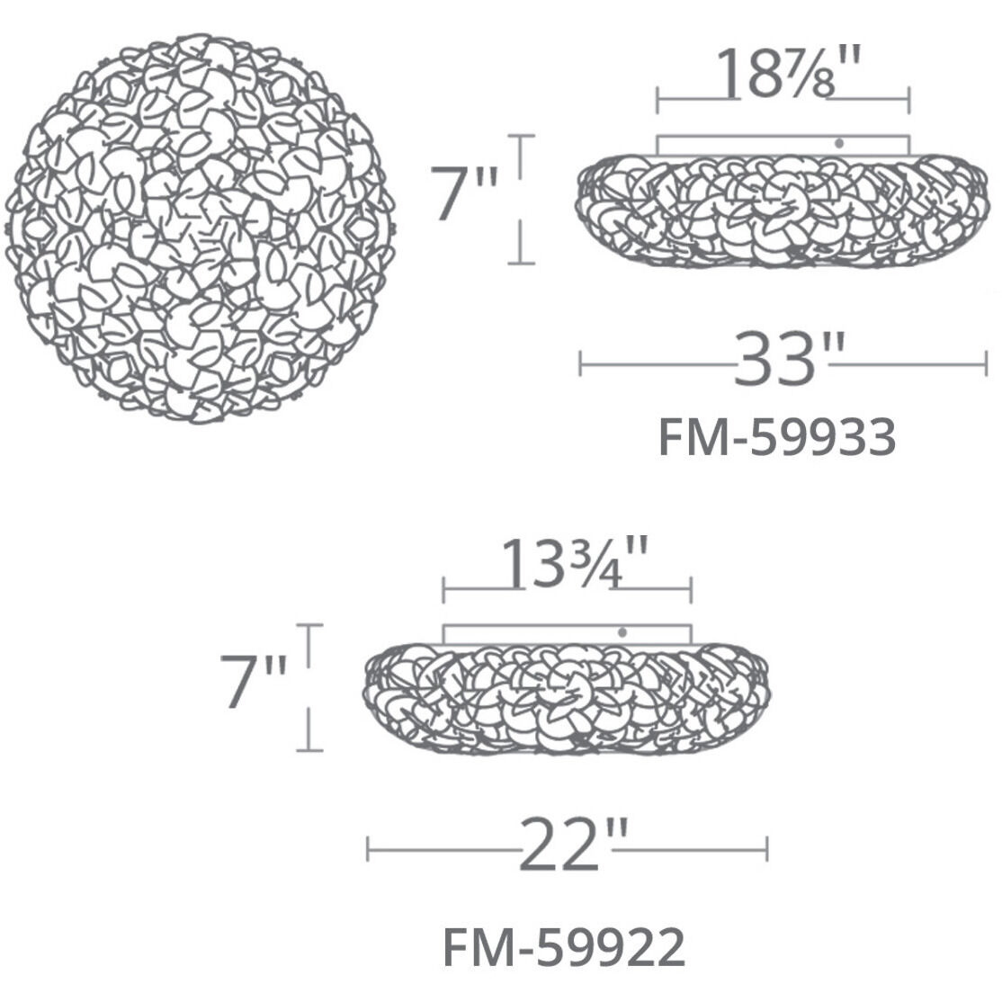 Fluffy LED 33.44 inch Brushed Nickel Flush Mount Ceiling Light in 33in.