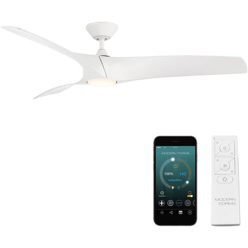 Zephyr 62 inch Matte White Downrod Ceiling Fan, Smart Ceiling Fan