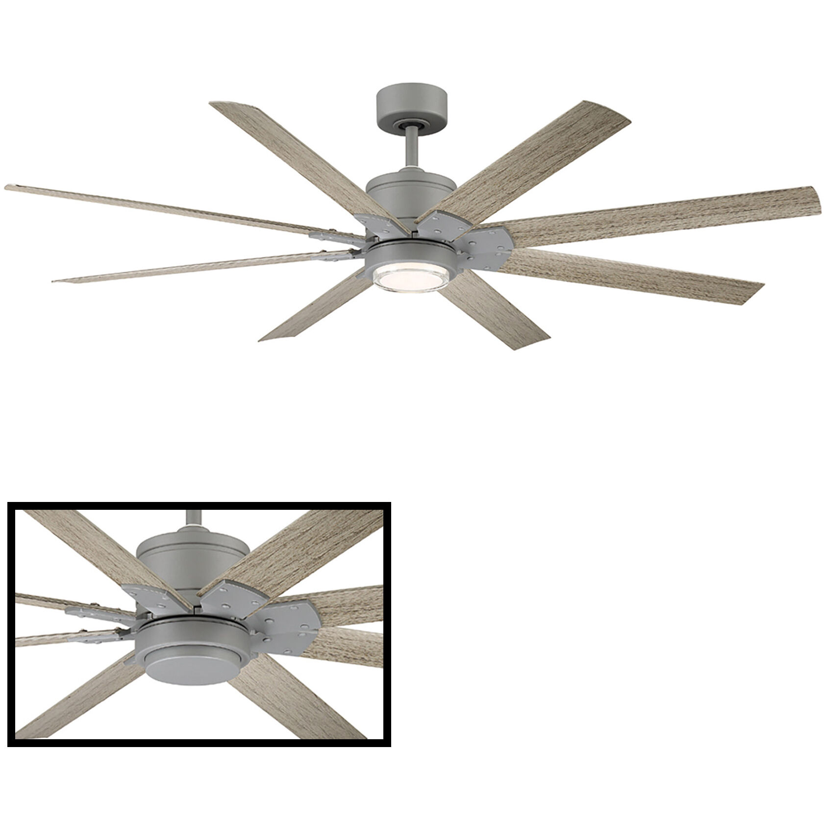 Renegade 52 inch Graphite and Weathered Wood with Weathered Wood Blades Downrod Ceiling Fan in 2700K, Graphite Weathered Wood
