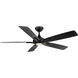 Mykonos 5 60 inch Matte Black Downrod Ceiling Fan in 3000K