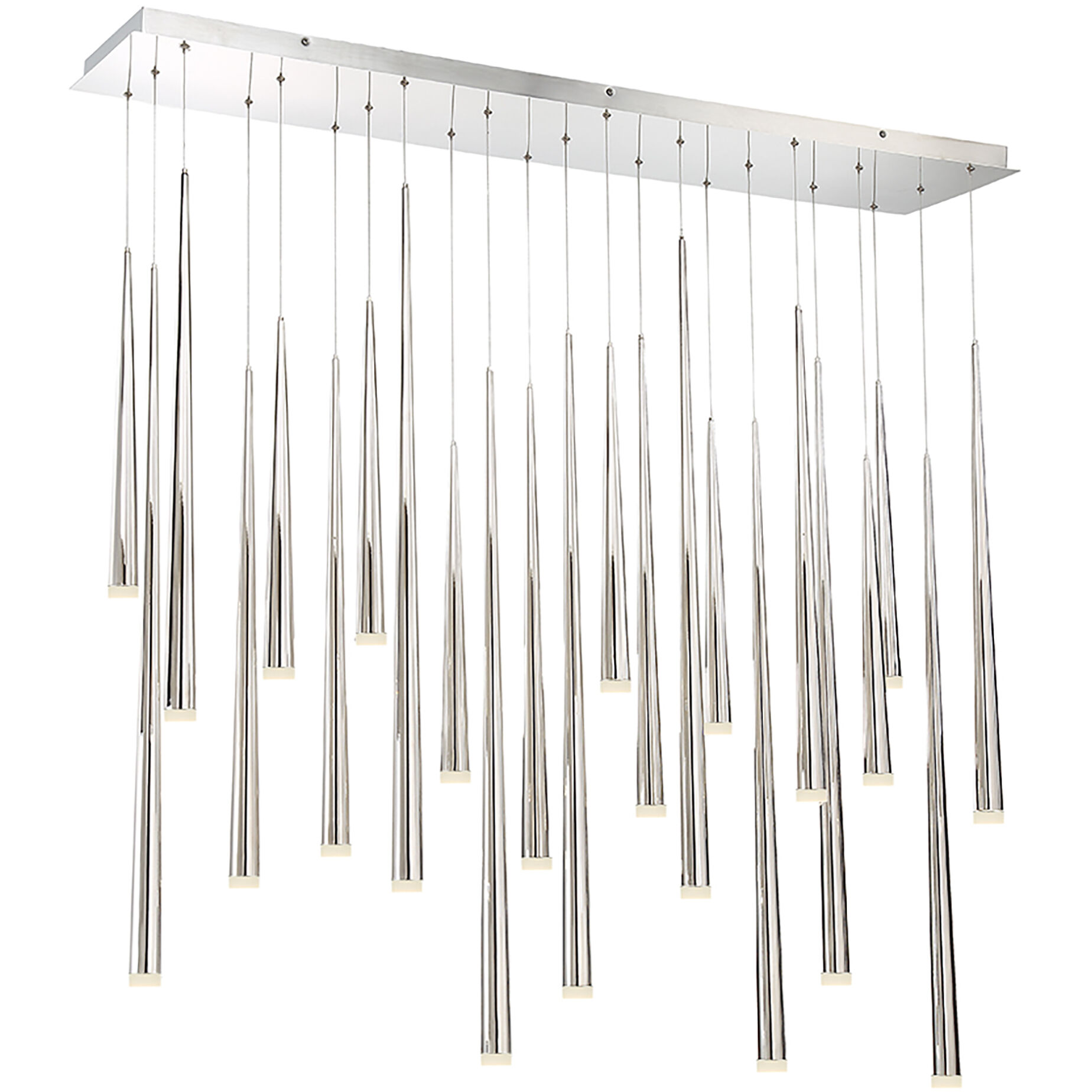 Cascade LED 12 inch Polished Nickel Multi-Light Pendant Ceiling Light in 23, Linear, 28in.
