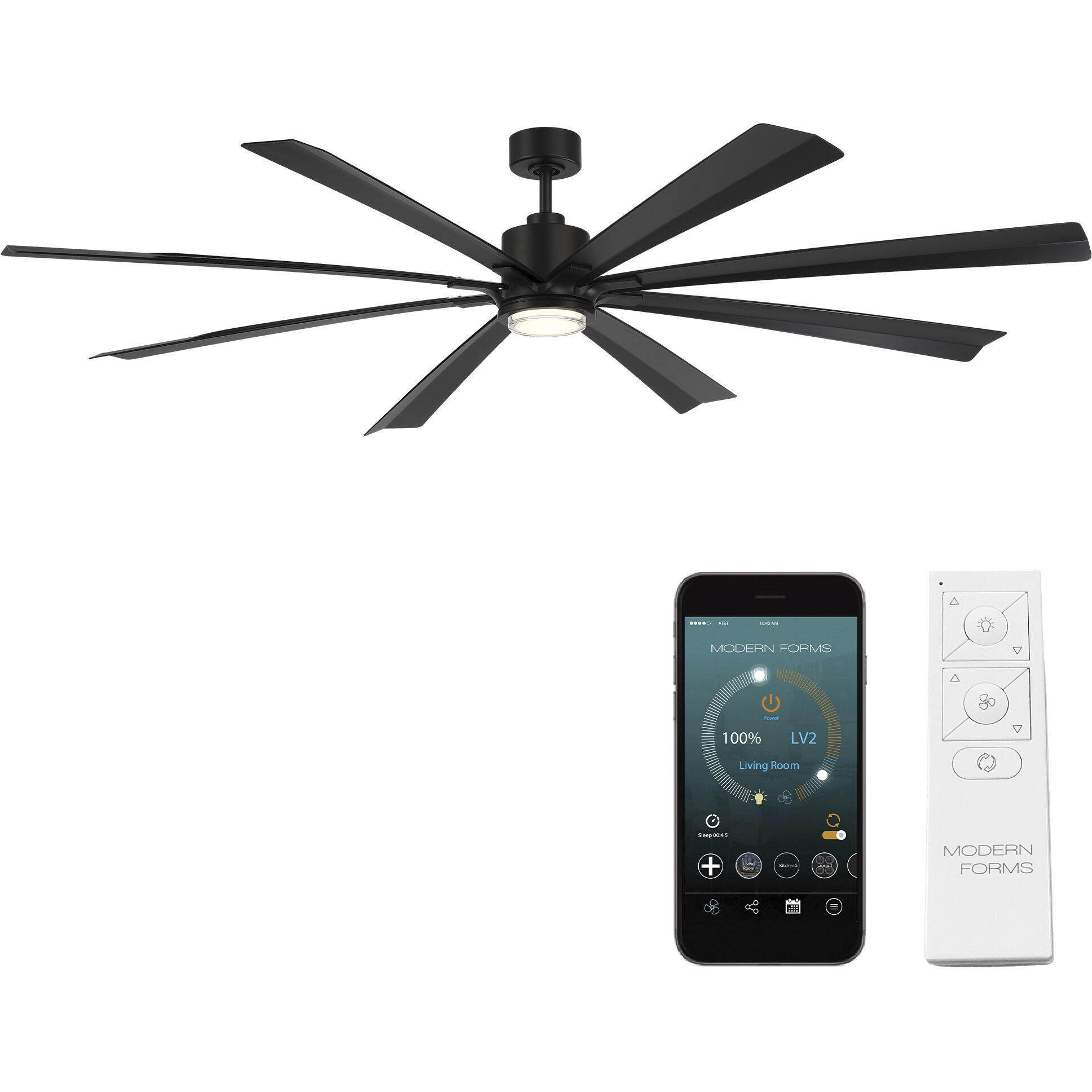Size Matters 84 inch Matte Black Downrod Ceiling Fan