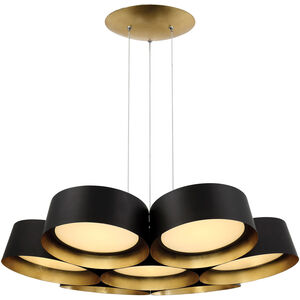Marimba LED 34 inch Black Gold Leaf Chandelier Ceiling Light in 34in.