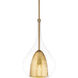 Helios 1 Light 10 inch Aged Brass Gold Mini Pendant Ceiling Light