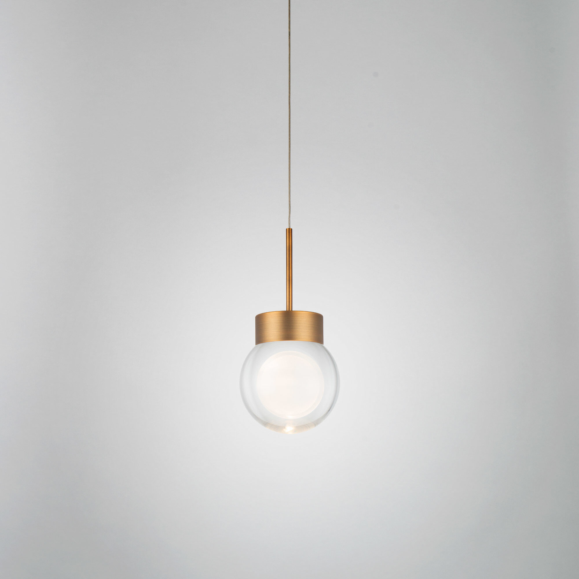 Double Bubble LED 5.13 inch Aged Brass Pendant Ceiling Light in false