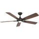 Mykonos 5 60 inch Bronze and Dark Walnut with Dark Walnut Blades Downrod Ceiling Fan in 2700K, Bronze Dark Walnut