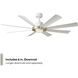 Aura 60 inch Soft Brass and Matte White with Matte White Blades Downrod Ceiling Fan in Soft Brass Matte White