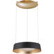 Gilt LED 18 inch Black Gold Leaf Chandelier Ceiling Light in Opulent Textured Gold Leaf Aluminum