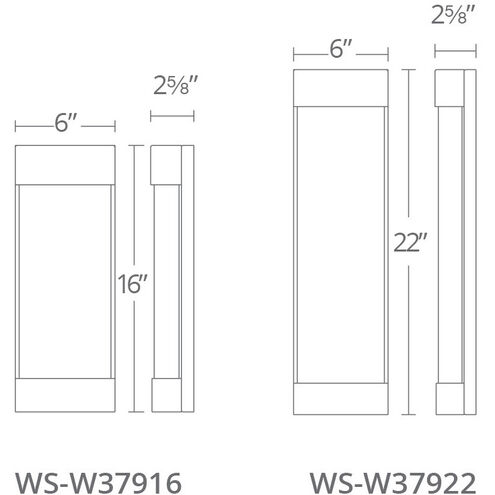 Fathom LED 16 inch Black Outdoor Wall Light in 16in.