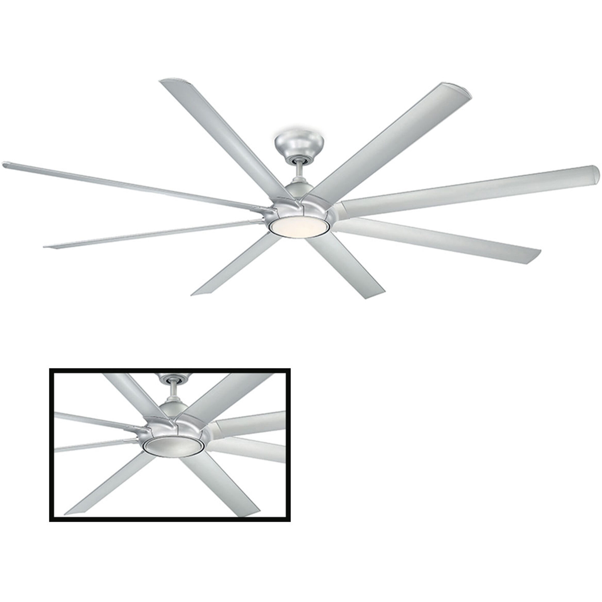Hydra 96 inch Titanium Downrod Ceiling Fan in 3000K, Smart Ceiling Fan