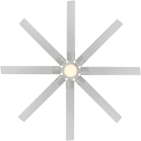 Renegade 66 inch Brushed Nickel Titanium with Titanium Blades Downrod Ceiling Fan in 3500K