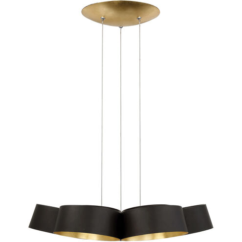 Marimba LED 34 inch Black Gold Leaf Chandelier Ceiling Light in 34in.