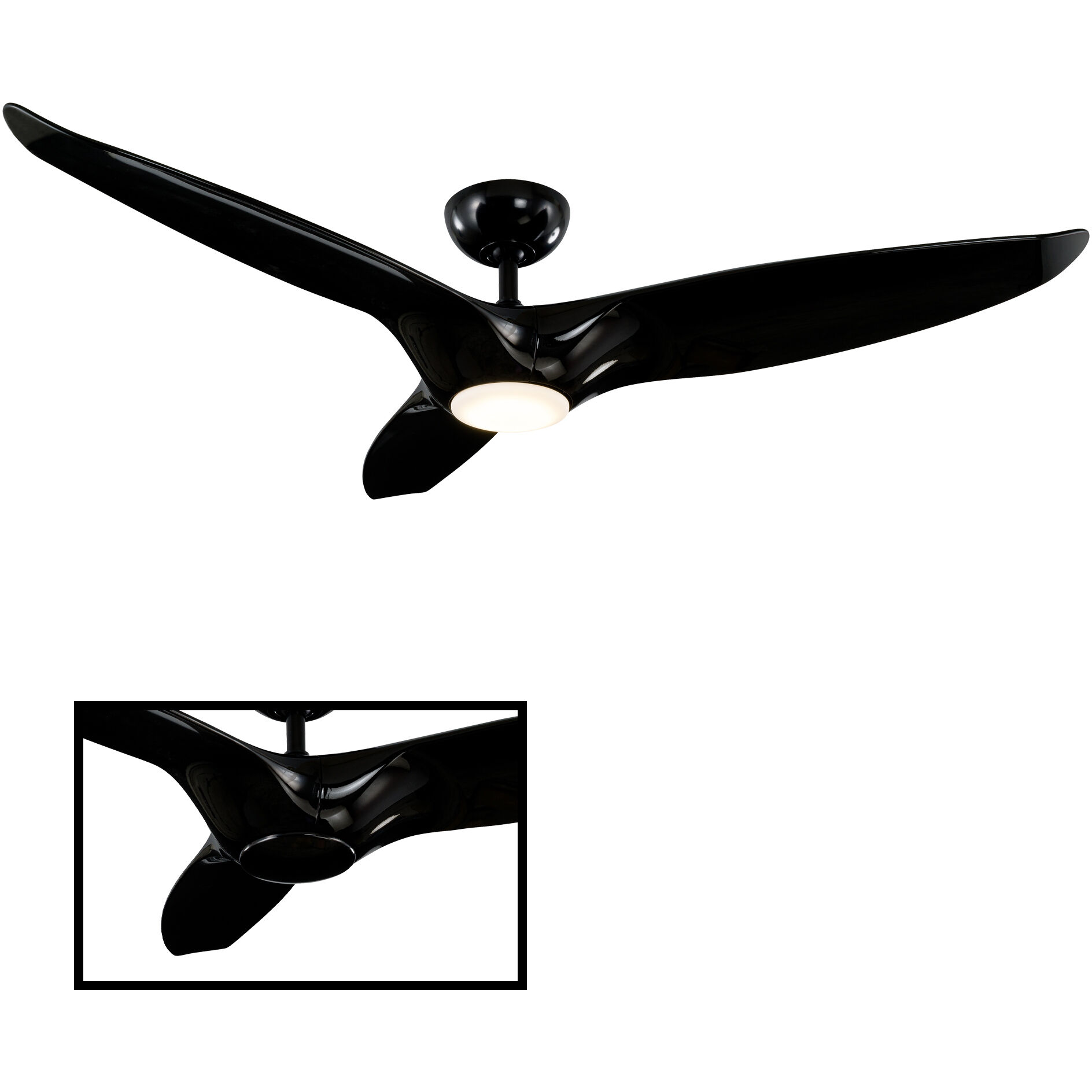 Morpheus III 60 inch Gloss Black Downrod Ceiling Fan in 3000K