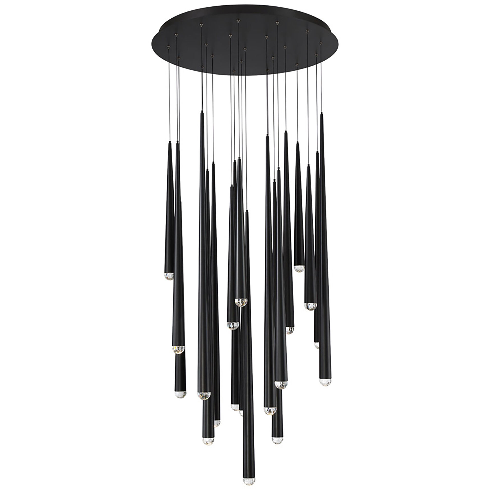 Cascade LED 26 inch Black Multi-Light Pendant Ceiling Light in 21, Round, 37in.