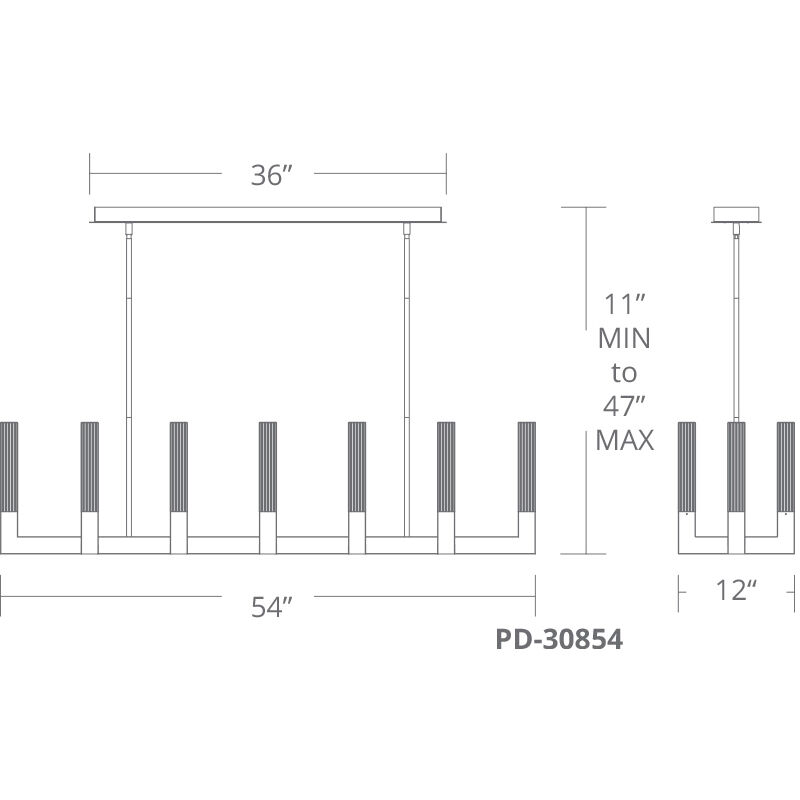 Cinema LED 54 inch Black Pendant Ceiling Light in 54in.