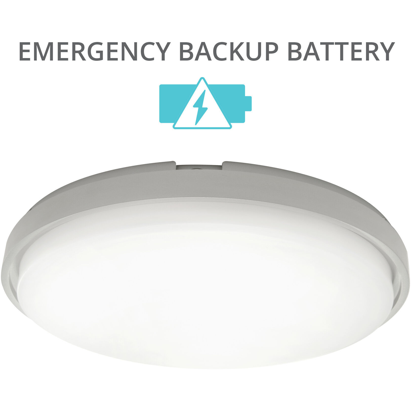 Zenith LED 15 inch Titanium Flush Mount Ceiling Light in 3000K, Has EM Backup Battery