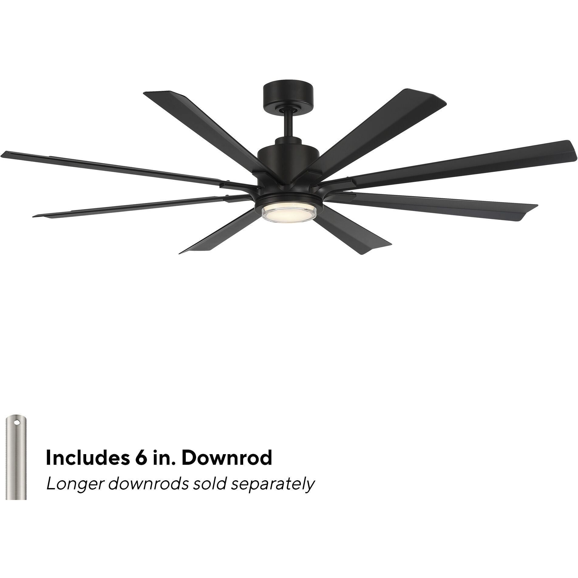 Size Matters 65 inch Matte Black Downrod Ceiling Fan