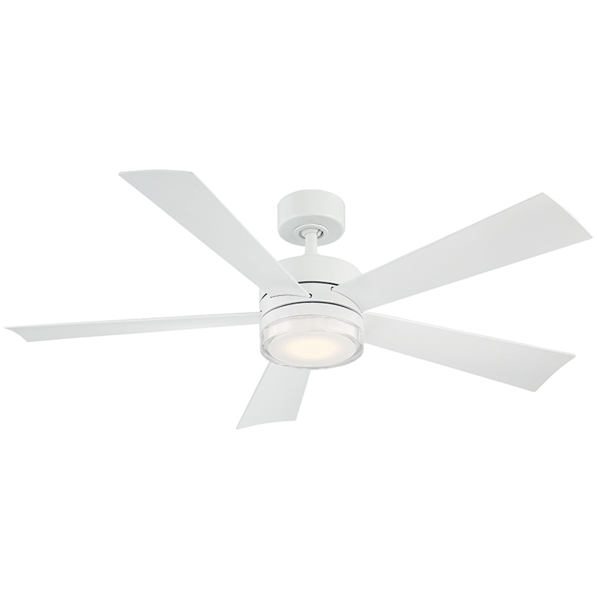 Wynd 52 inch Matte White Downrod Ceiling Fan in 3000K, Smart Ceiling Fan