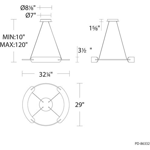 Ilios 4 Light 29 inch Black Pendant Ceiling Light