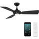 Mykonos 3 52 inch Matte Black Downrod Ceiling Fan in 3000K